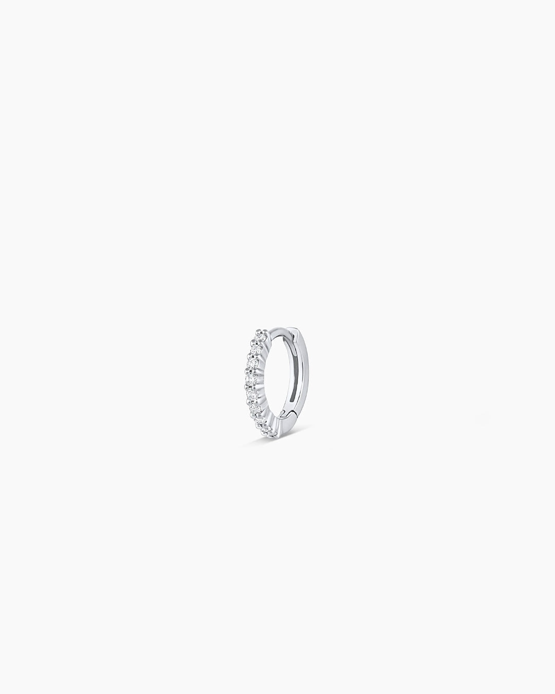 14k White Gold Diamond Pavé Single Huggie