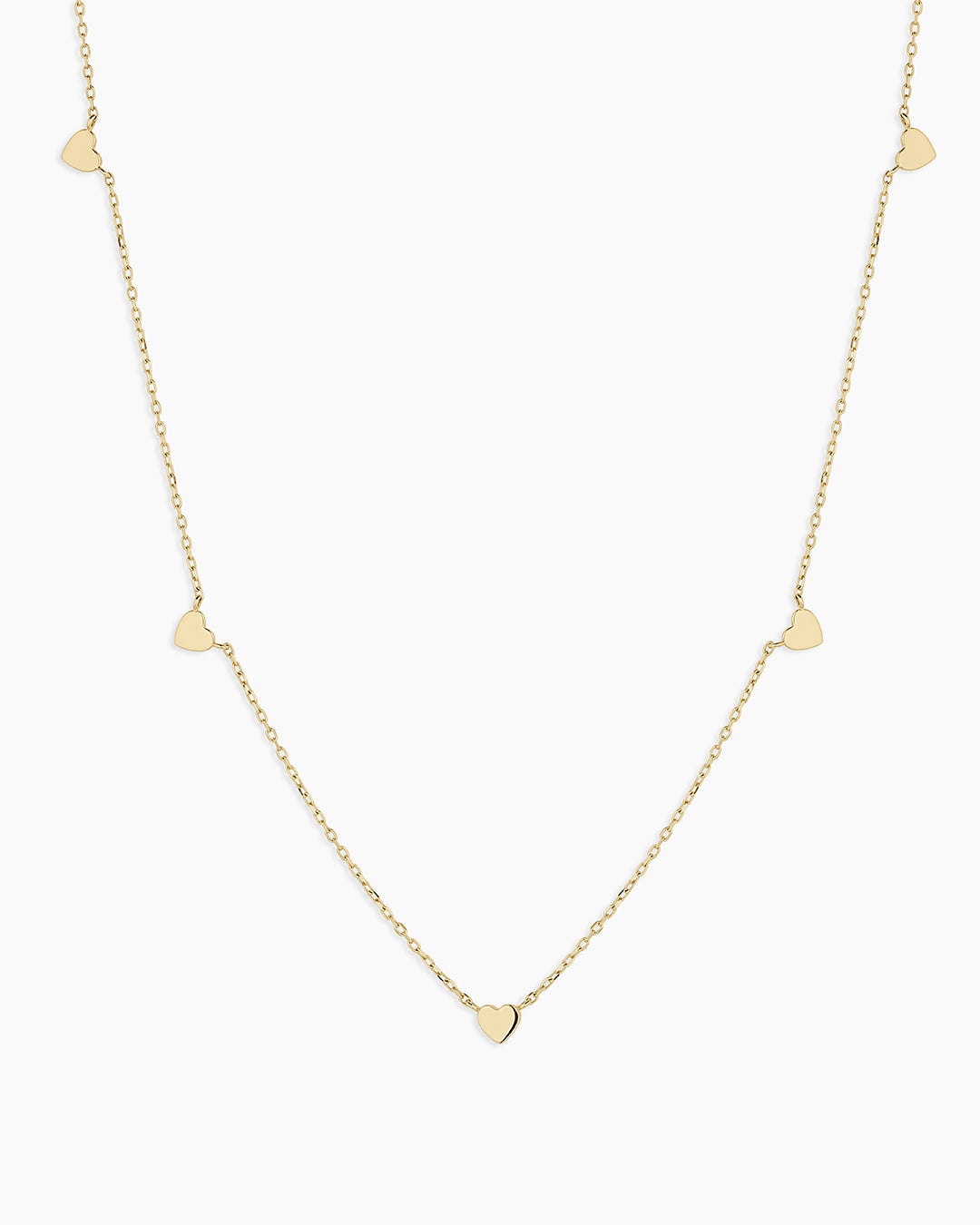 14k Gold Five Heart Necklace